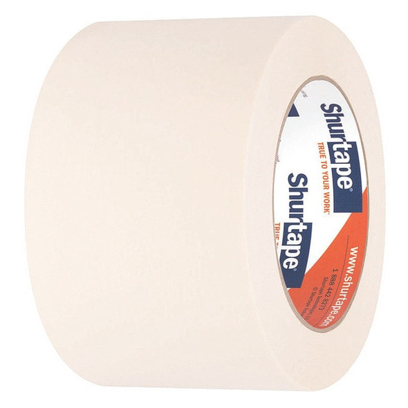 Shurtape Masking Tape, 72 mm W x 55 m L, 4.6 mil Thick, Tan, Rubber Adhesive 104469