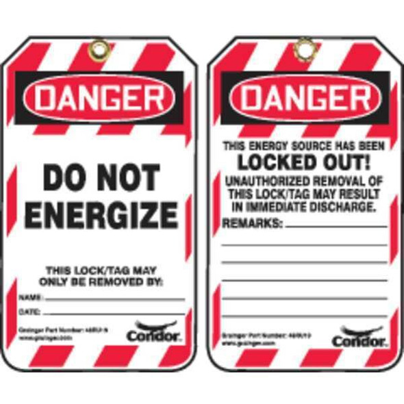 Condor Lockout Tag,3-1/4 in.Wx5-3/4in.H,PK10 48RU19