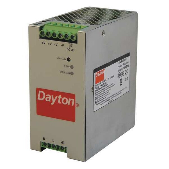 Dayton DC Power Supply, 90/264V AC, 24V DC, 240 W, 10 A, DIN Rail 33NT13