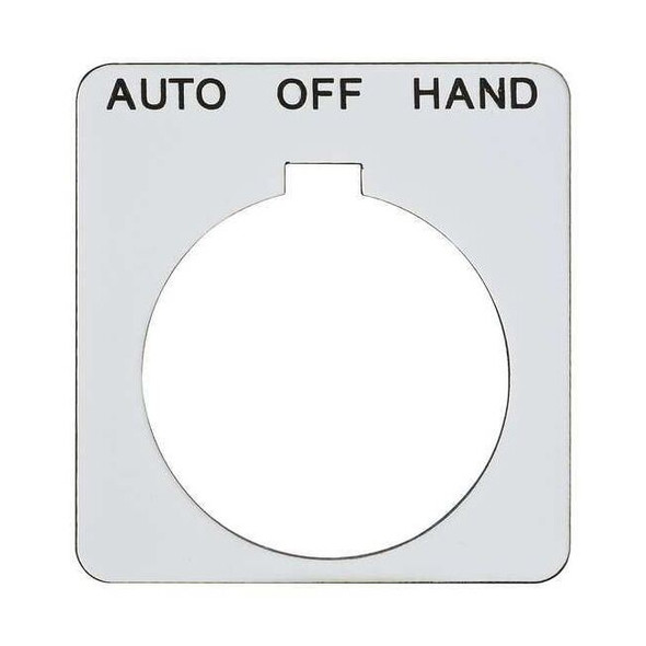 Schneider Electric LegendPlate,Auto-Off-Hand,Blk/Wht,Square 9001KN258WP