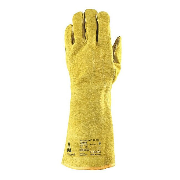 Welding Gloves, Gauntlet Cuff, Straight Thumb, A Leather Cowhide, L, 1 PR