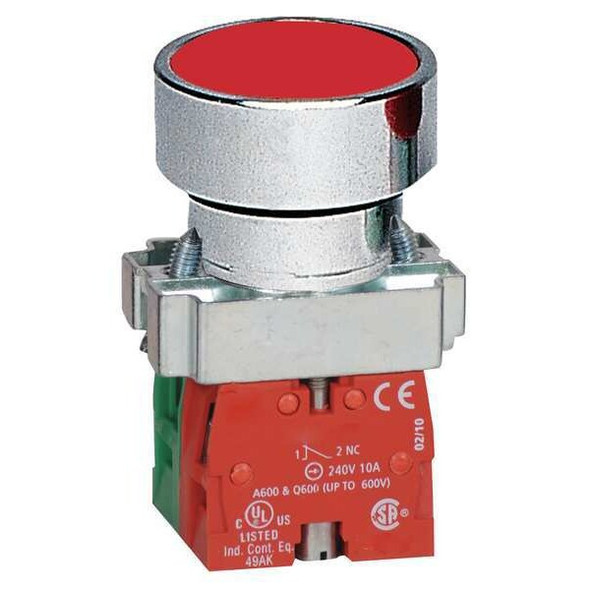 Dayton Push Button Operator, 22 mm, 1NO/1NC, Red 30G238