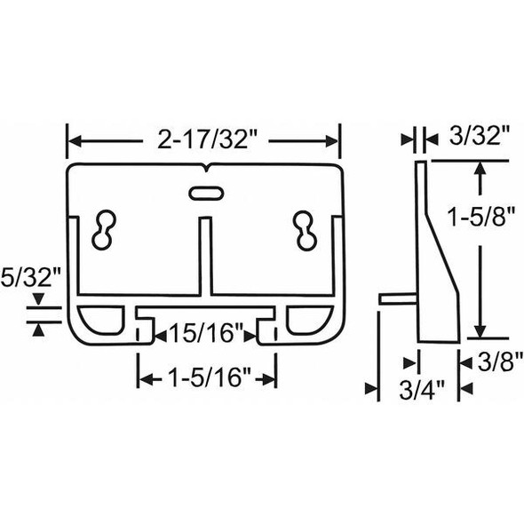 Manufacturer Varies Drawer Track Guide,1-1/4" H 45-14