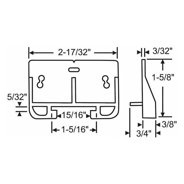 Manufacturer Varies Drawer Track Guide,1-1/4" H 45-14