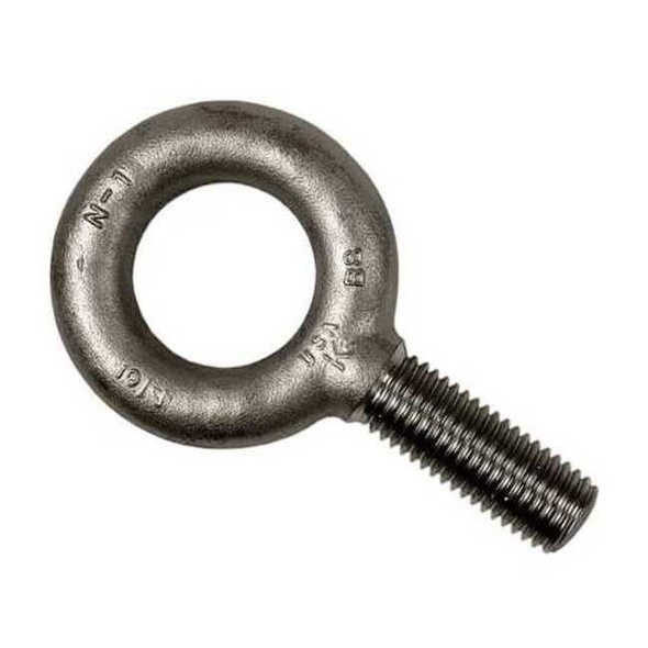 Eye Bolt Without Shoulder, 1/2"-13, 1-1/2 in Shank, 1-3/16 in ID, Steel, Plain