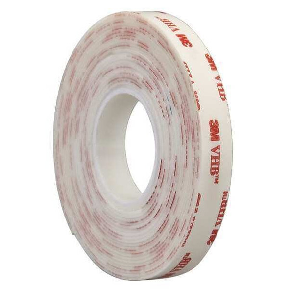 Double-Sided Foam Tape, 1/2 in W, 5 yd L, 1/32 in, Acrylic Foam, Double-Sided