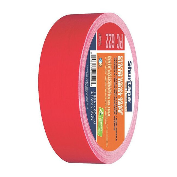 Shurtape Duct Tape, Red, 60-1/8 yd L, 1-7/8 in W 201153