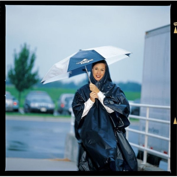 42 in Umbrella, Blue-White Nylon Canopy, Steel Ribs, Rubber Handle, Auto Open  9WTC9