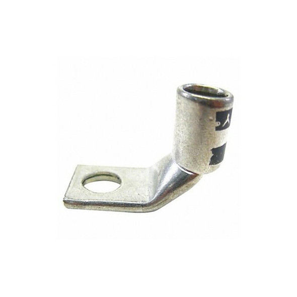 One-Hole Compression Lug, 4 AWG Max, 1/4 in Stud, Standard Barrel, Copper, Gray