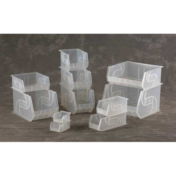 Hang & Stack Storage Bin, Plastic, Clear, 5 in H, 5 1-2 in W, 10 7-8 in L  PB105-5 Clear