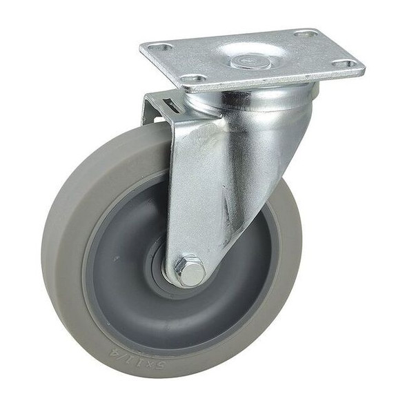 Manufacturer Varies Swivel Plate Caster,TPR,5 in Dia,250 lb. 4DE68