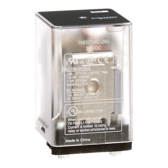 Plug-In, General Purpose Relay, Square, 10 A, 11 Pins, Blade Terminal