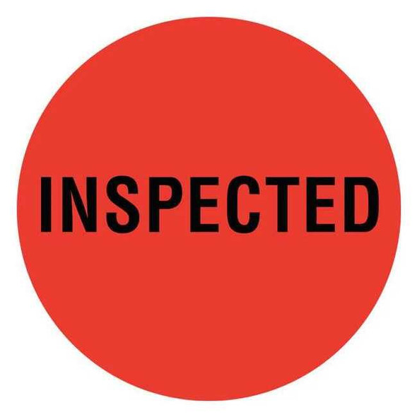 Tapecase Circle Inventory Control Label, Inspected, Red, Pk1000 16U933