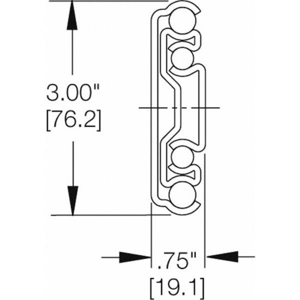 Drawer Slide, Side, Flat-Bracket Mount, Soft Close, PK2, 1-2"W  C 9301-E24D
