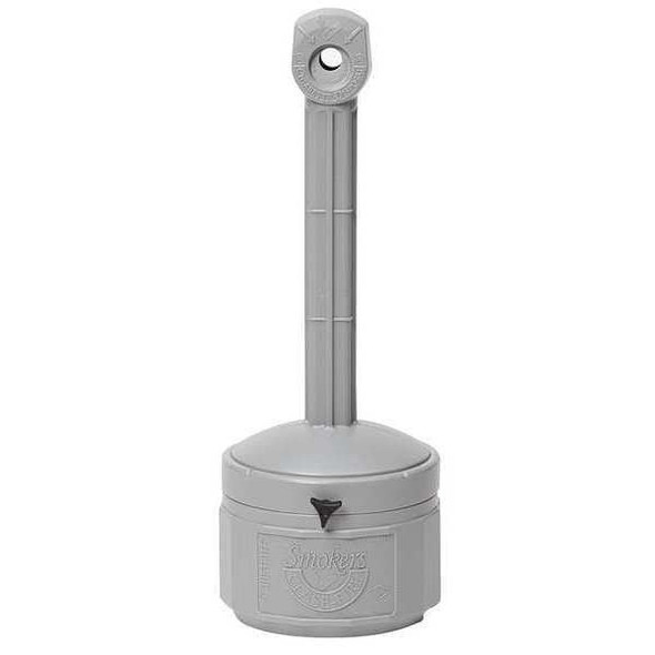 Justrite Smokers Cease-Fire Cigarette Receptacle, 1 gal., Pewter 26806