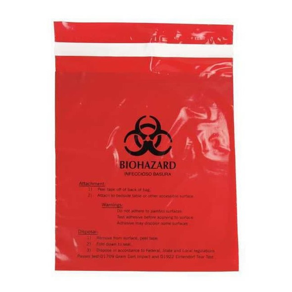 Manufacturer Varies Biohazard Bags,0.5 gal.,Red,PK100 MRWB142316