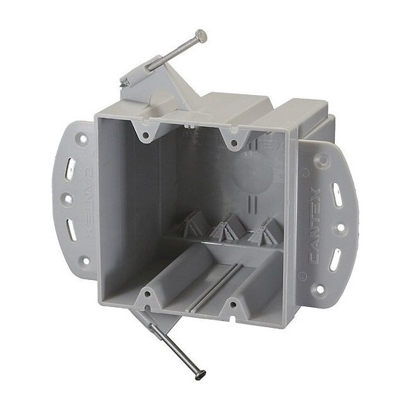 Electrical Box, 48 cu in, Switch Box Type, 2 Gangs, PVC, Rectangular Shape