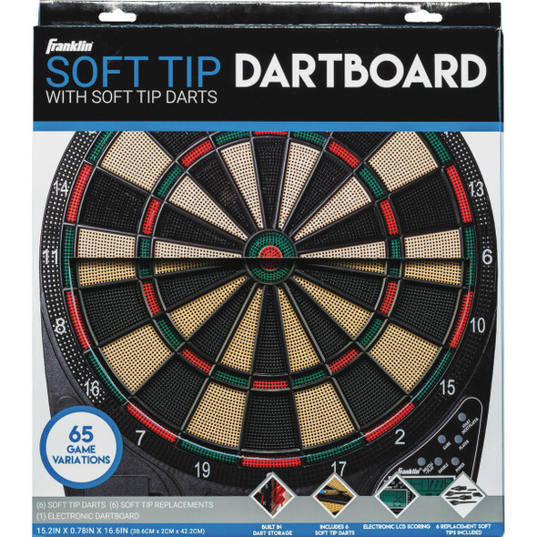 Franklin 13-1/2 In. Dia. Soft Tip Electronic Dartboard Franklin 13-1/2 In. Dia. Soft Tip Electronic Dartboard