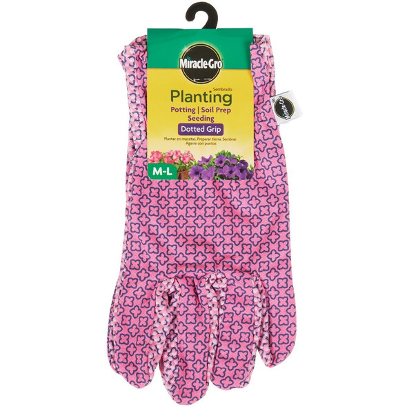 Miracle-Gro Women's Polyester & Cotton Dotted Grip Planting Gloves, Medium-Large MG56111/WML 753977