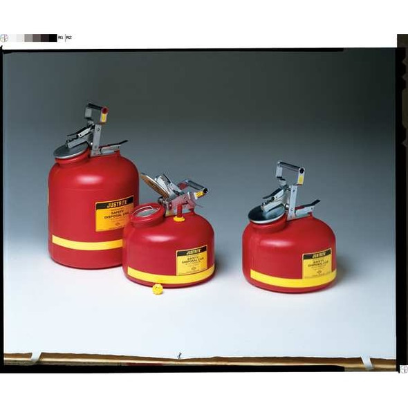 Liquid Disposal Safety Can, Polyethylene, 2 gal, Spring-Loaded Sealed Cap, Red, Flammables