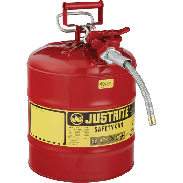 Justrite 5 Gal. Type II Galvanized Steel Safety Fuel Can, Red 7250130