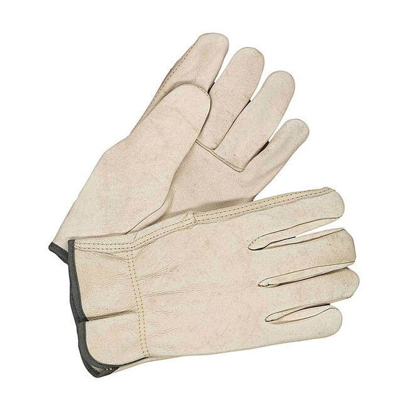 Leather Drivers Gloves, Shirred Slip-On Cuff, Straight Thumb, Tan, XL, 1 PR