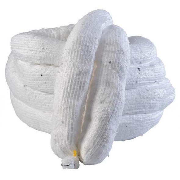 Brady Sorbent Boom, 32 gal, 5 in x 20 ft, Oil, White, 2 PK SPC520