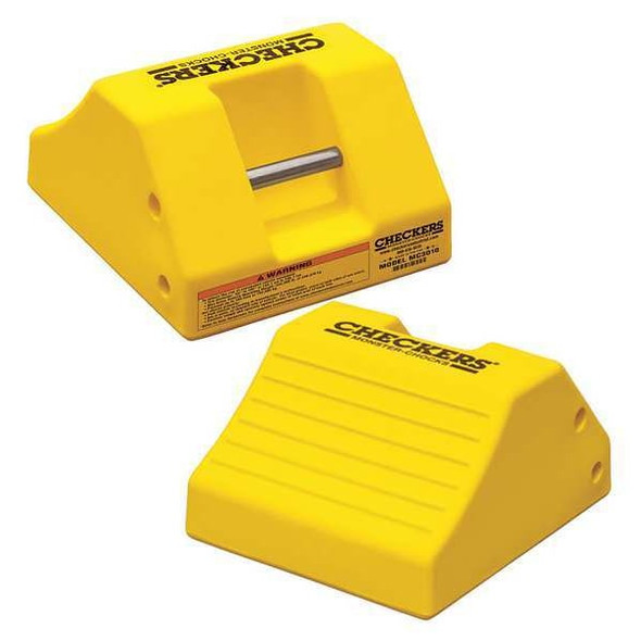 Checkers Wheel Chock,10 In H,Urethane,Yellow MC3010
