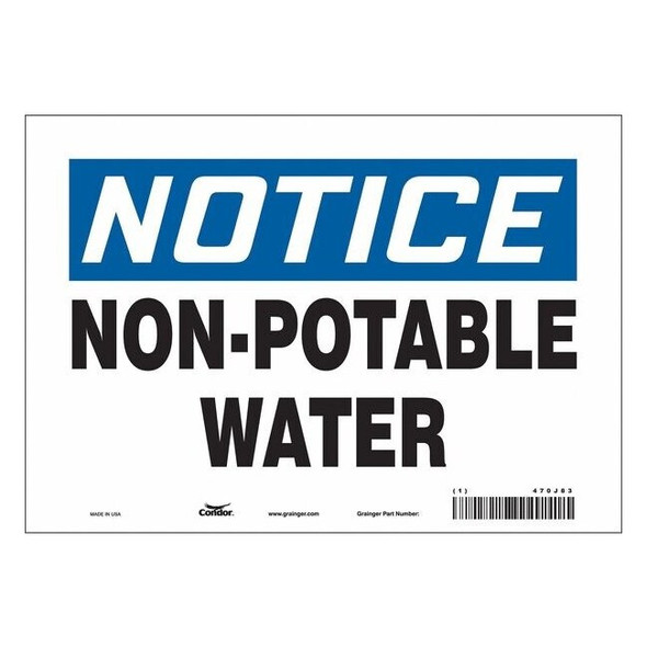 Notice, Non-Potable Water, 10 in W x 7 in H, Vertical Rectangle, Vinyl, 470J83
