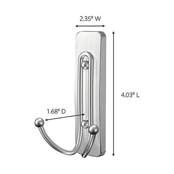 Command Hook, Nickel, Metal, 2 in D, PK2 17036BN-2ES