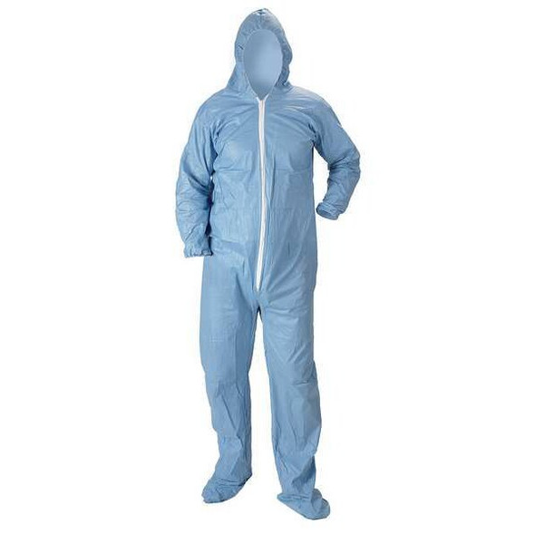Lakeland Flame-Resistant Hooded Coverall, L, Blue, Pyrolon(R) Plus 2 07414-LGB