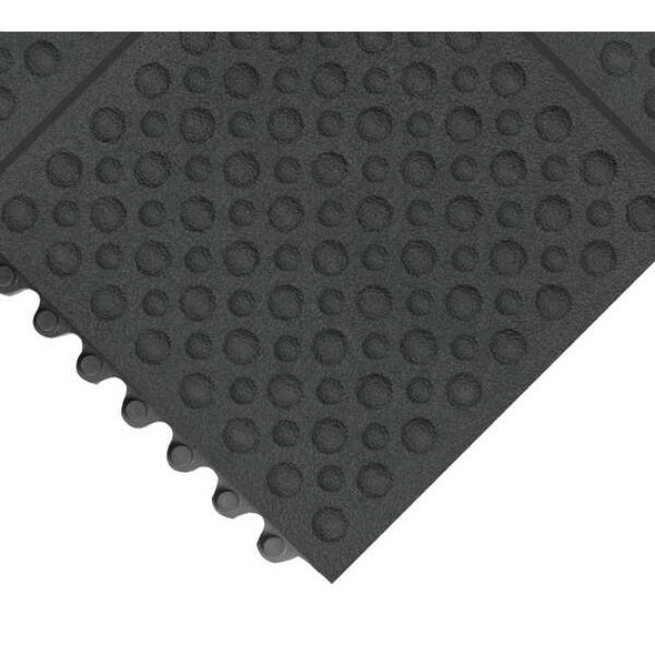 Antifatigue Mat, 3 ft. L x 3 ft. W, 3/4" Thickness, Rubber, Bubble, Black