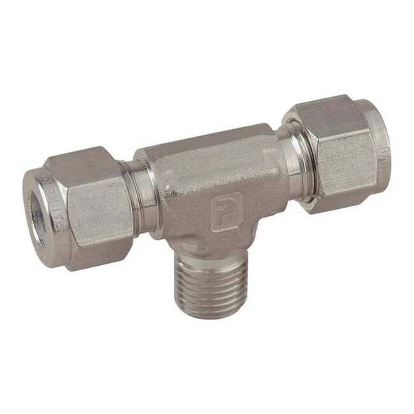Parker Tee, SS, Comp 1/4", Comp 1/4", MNPT 1/4" 4MBT4N-316
