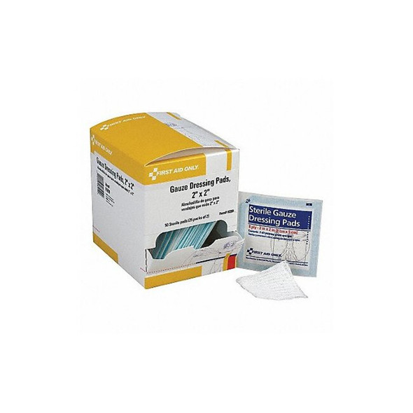 First Aid Only Gauze Pad,White,2"L,2"W,PK50 H209 First Aid Only Gauze Pad,White,2"L,2"W,PK50 H209