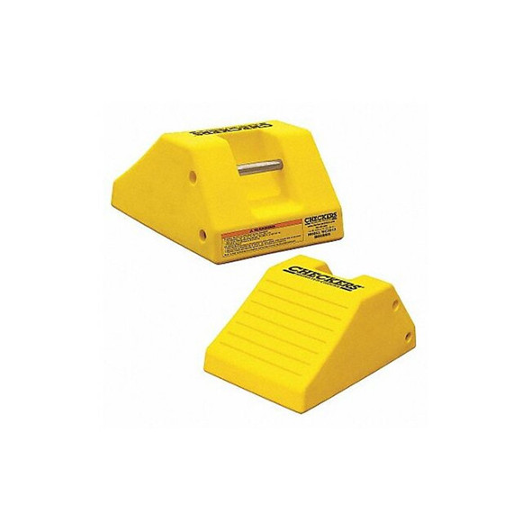 Checkers Wheel Chock,10-19/32In H,Urethane,Yellow MC3012