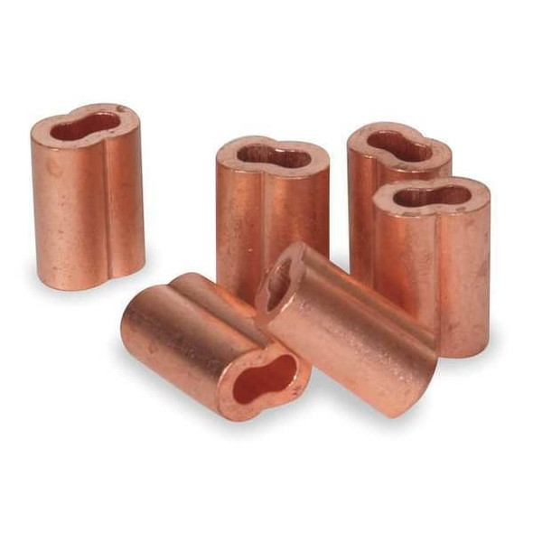 Dayton Wire Rope Sleeve,1/16 In,Copper,PK25 1DLE4