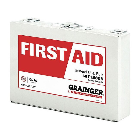 First Aid Kit and Housing, Metal 187 Components, 50 People Served