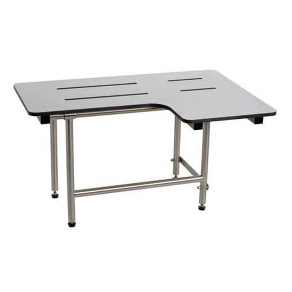 Fold Down Legs, ADA L-Shape Reversible Shower Seat, White