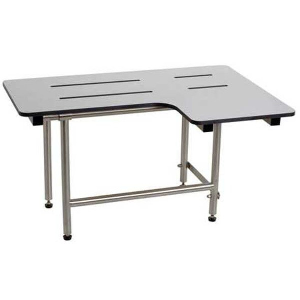 Fold Down Legs, ADA L-Shape Reversible Shower Seat, White