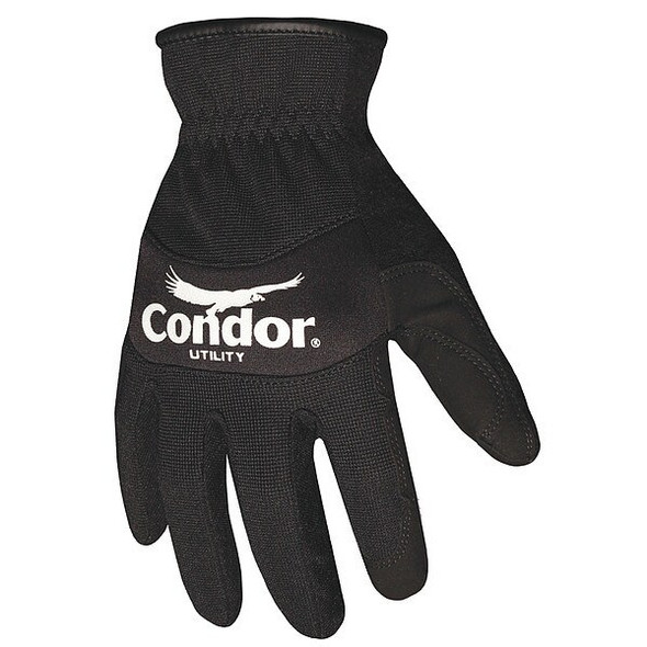Condor Mechanics Gloves, Synthetic Leather Palm, M, Black 42LA26