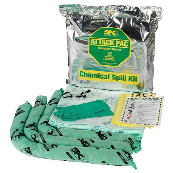Brady Spill Kit, 7 gal Volume Absorbed per Kit, Bag, Silver SKH-ATKGRNG