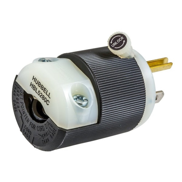 Straight Blade Plug, 5-15P, 15 A, 125V AC, 2 Pole, Screw Terminals, Grounded  HBL5280C