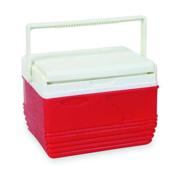 11.6 qt Personal Cooler, Plastic, Up to 12 hr Ice Retention, Red/White