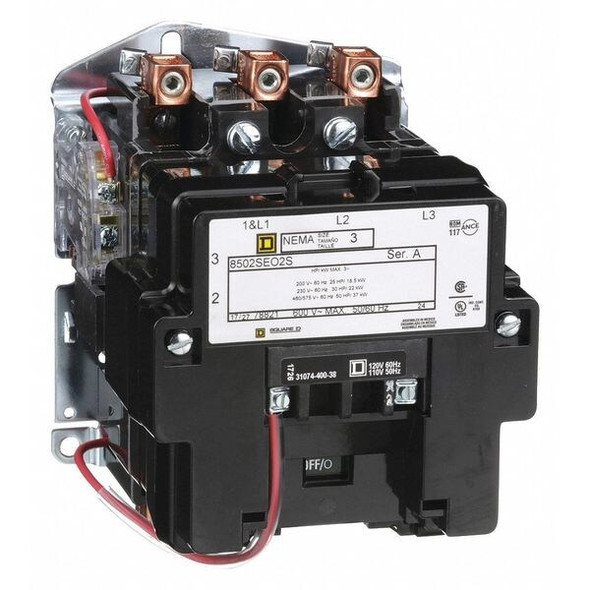 120VAC Non-Reversing Magnetic Contactor 3P 90A NEMA 3, Hz: 50/60
