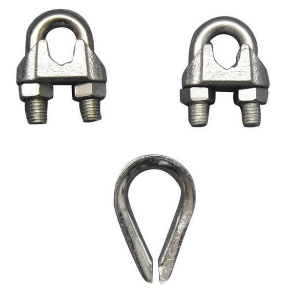 Dayton Wire Rope Clip and Thimble Kit,1/2 In 2VKK4