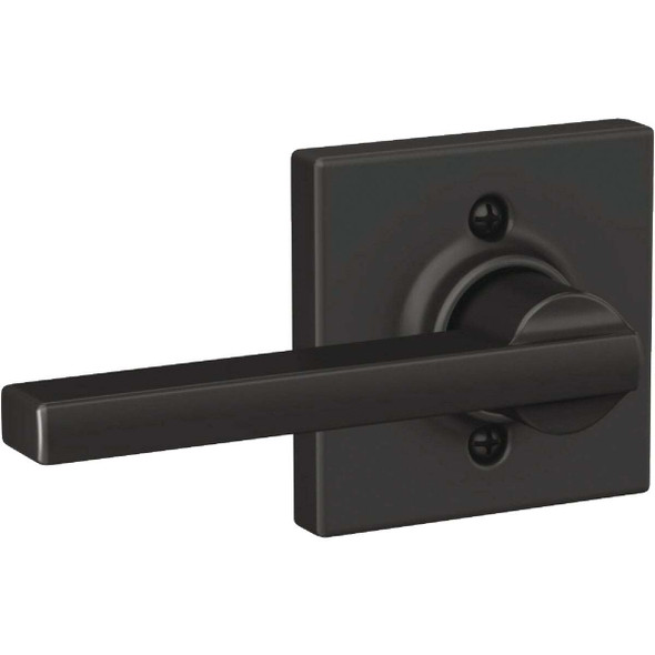 Schlage Latitude Lever Matte Black Non-Turning Lock with Collins Trim