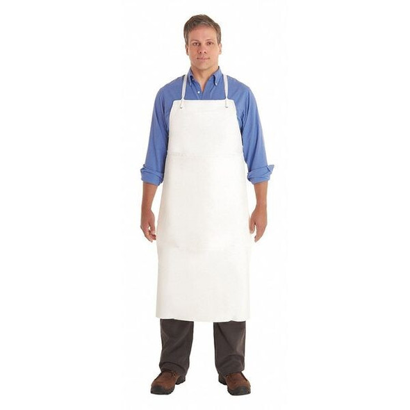 AlphaTec Bib Apron, PVC/Vinyl, 18 mil, 44 in L, White, Universal Size