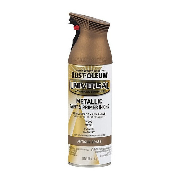 Rust-Oleum Spray Paint, Antique Brass, Metallic, Solvent, 11 oz 260728