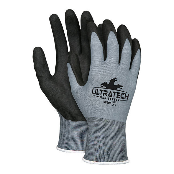 MCR Safety® NXG® HPT™ Gloves, Large, Gray/Black, 12/Pair