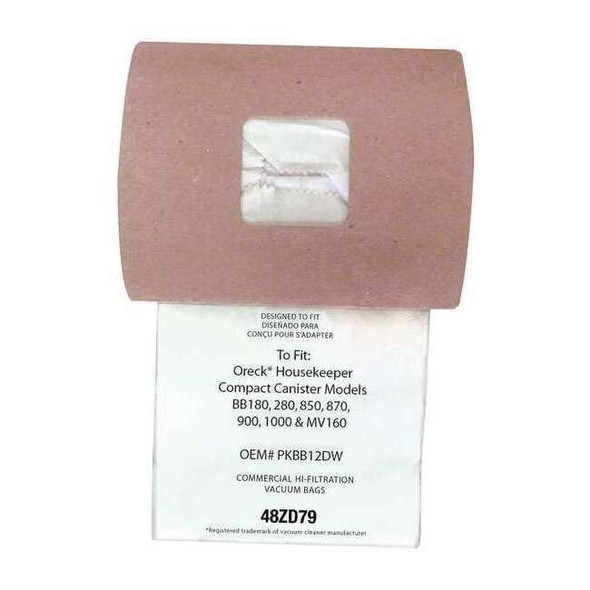Manufacturer Varies Vacuum Bag, 2-ply, Paper Bag, 12 PK 48ZD79